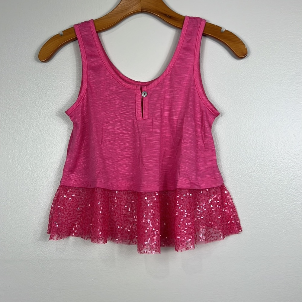 Cropped pink sequined tank top